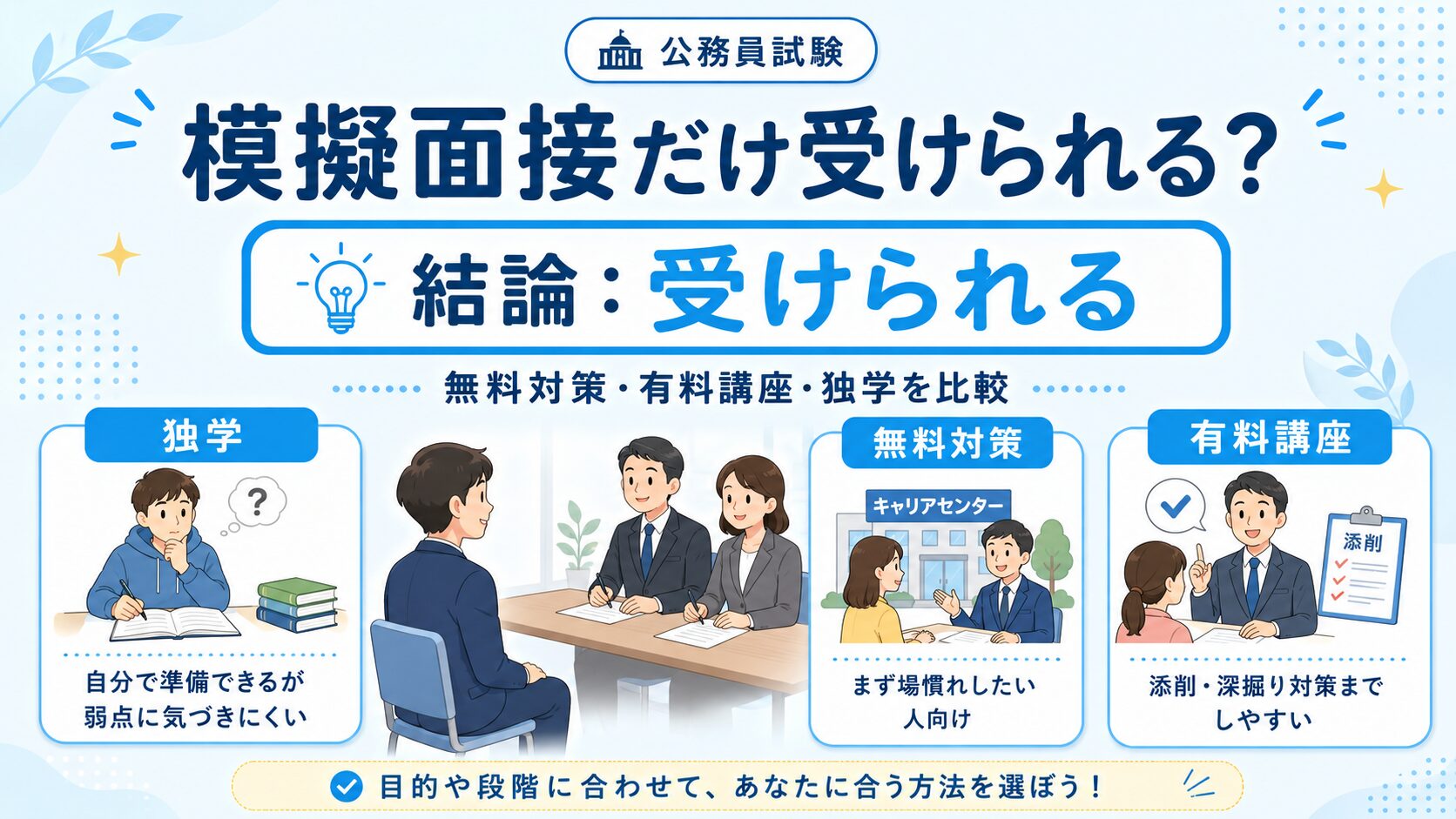 公務員試験】模擬面接だけ受けられる講座5選｜無料対策も比較！