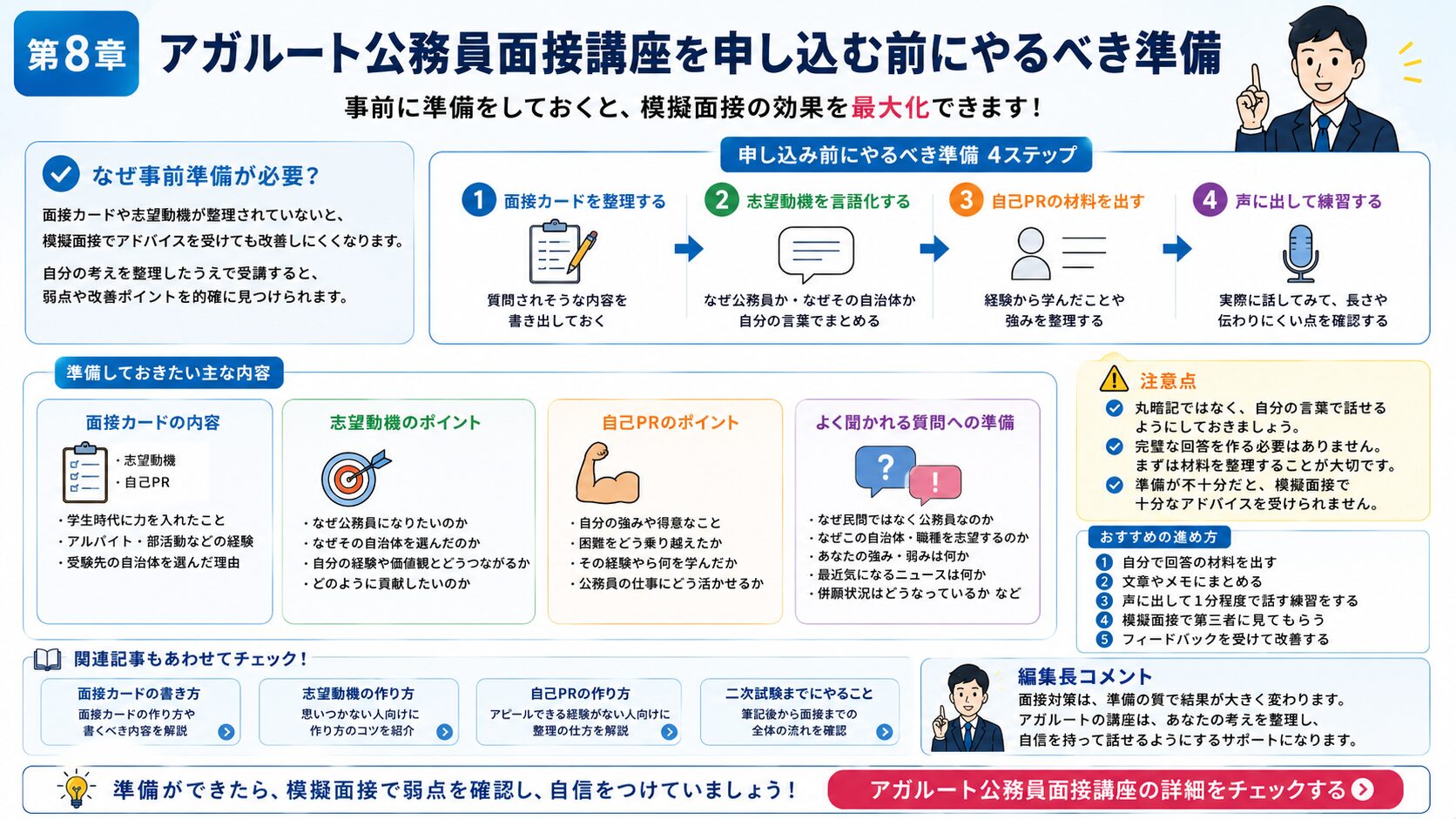 アガルート公務員面接講座を申し込む前に準備すべきことを整理した図解