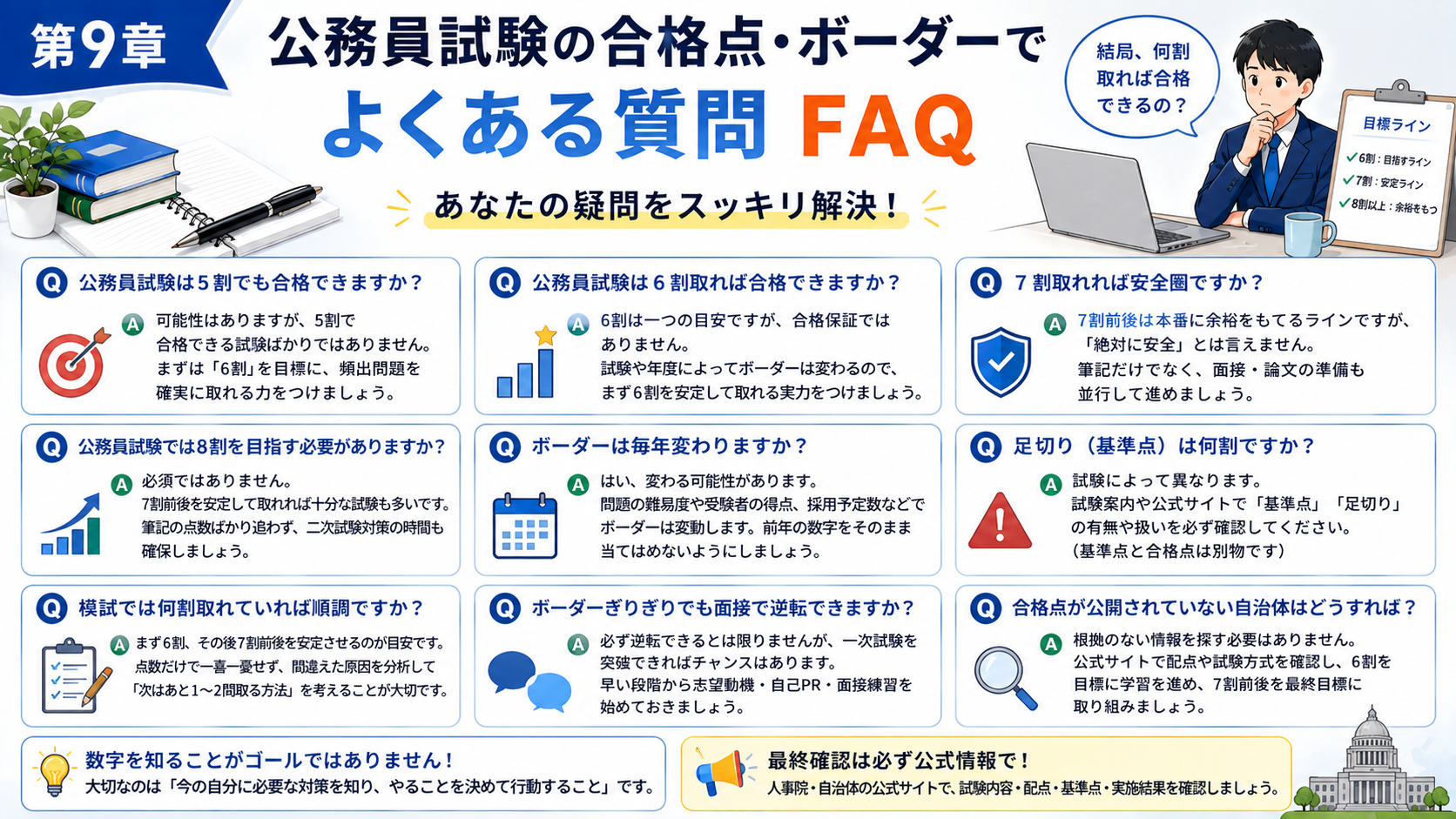 公務員試験の5割・6割・7割・8割やボーダーについてのよくある質問