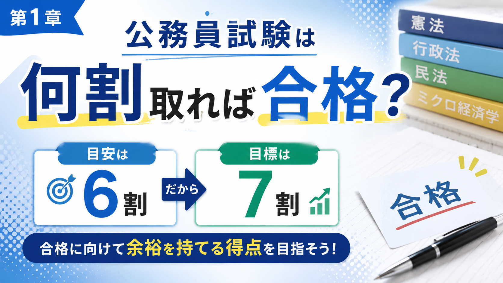 公務員試験の合格点は6割を目安に7割を目標とする考え方