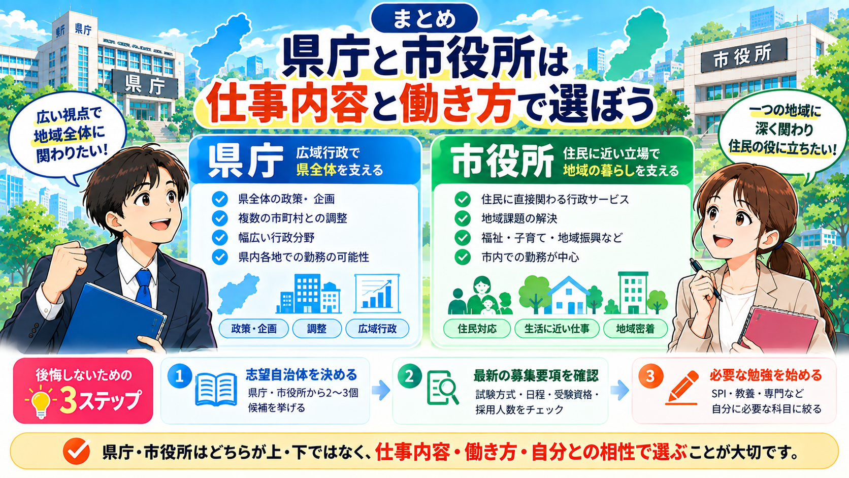 県庁と市役所の違いと選び方をまとめた図