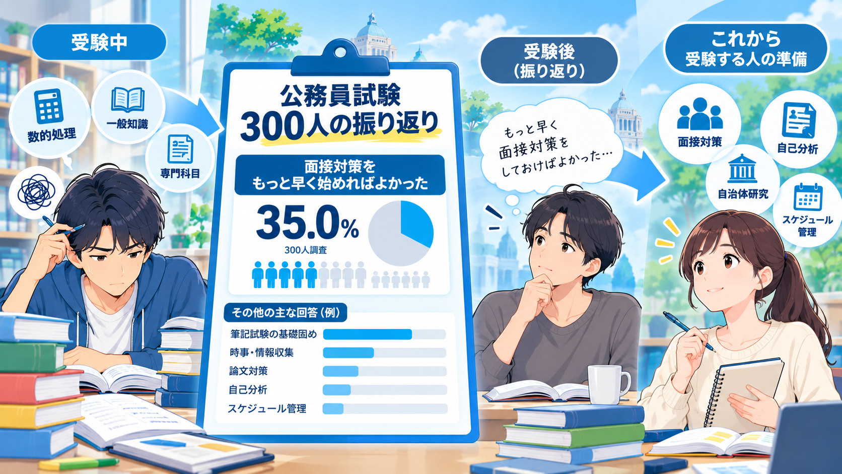 公務員試験受験経験者300人にやっておけばよかったことを聞いた独自調査