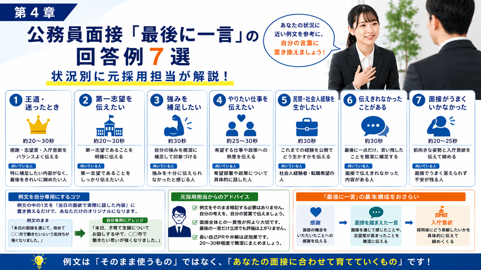 公務員面接の最後に一言で使える回答例7選
