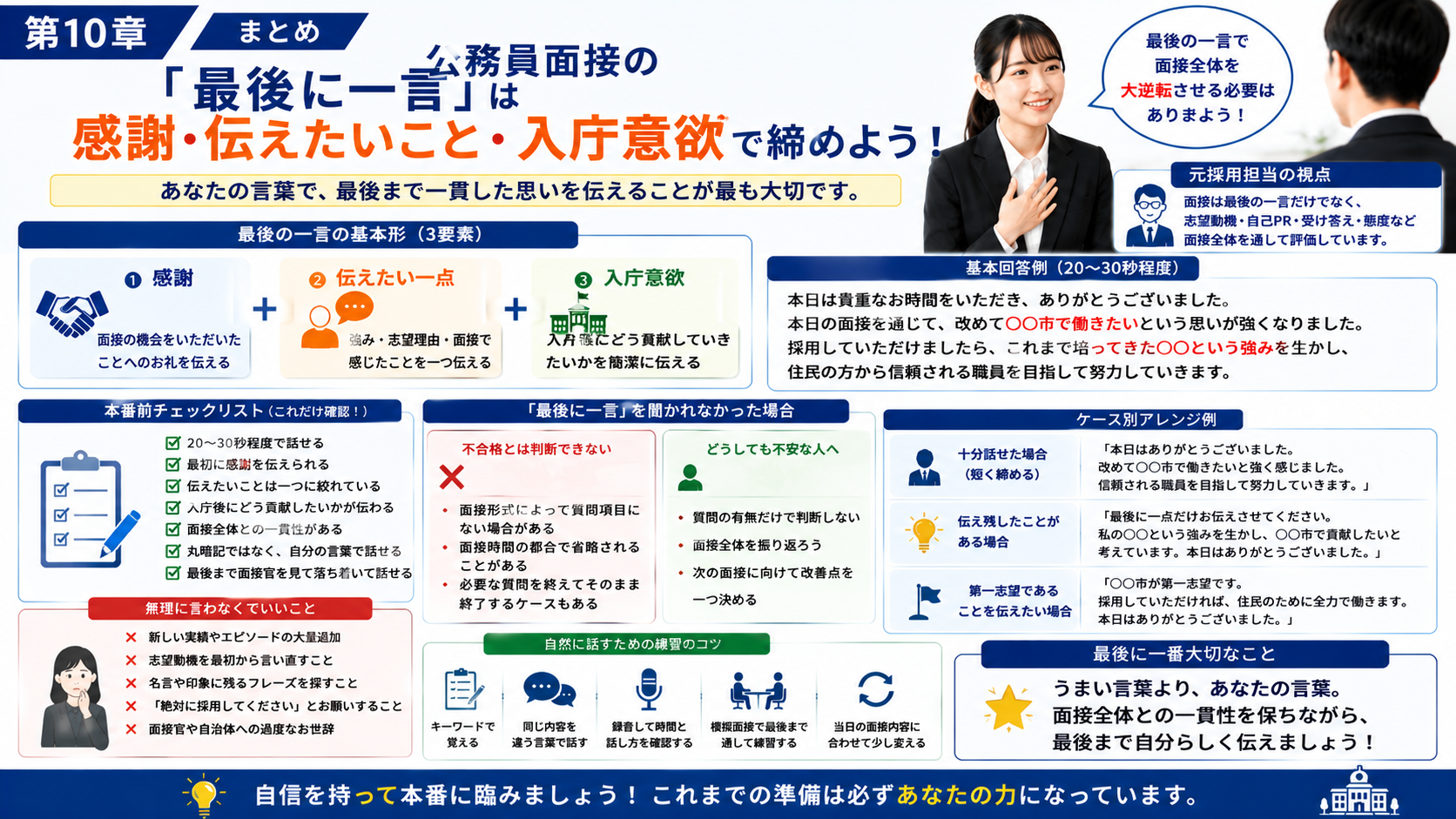公務員面接の最後に一言で伝える感謝・伝えたいこと・入庁意欲のまとめ