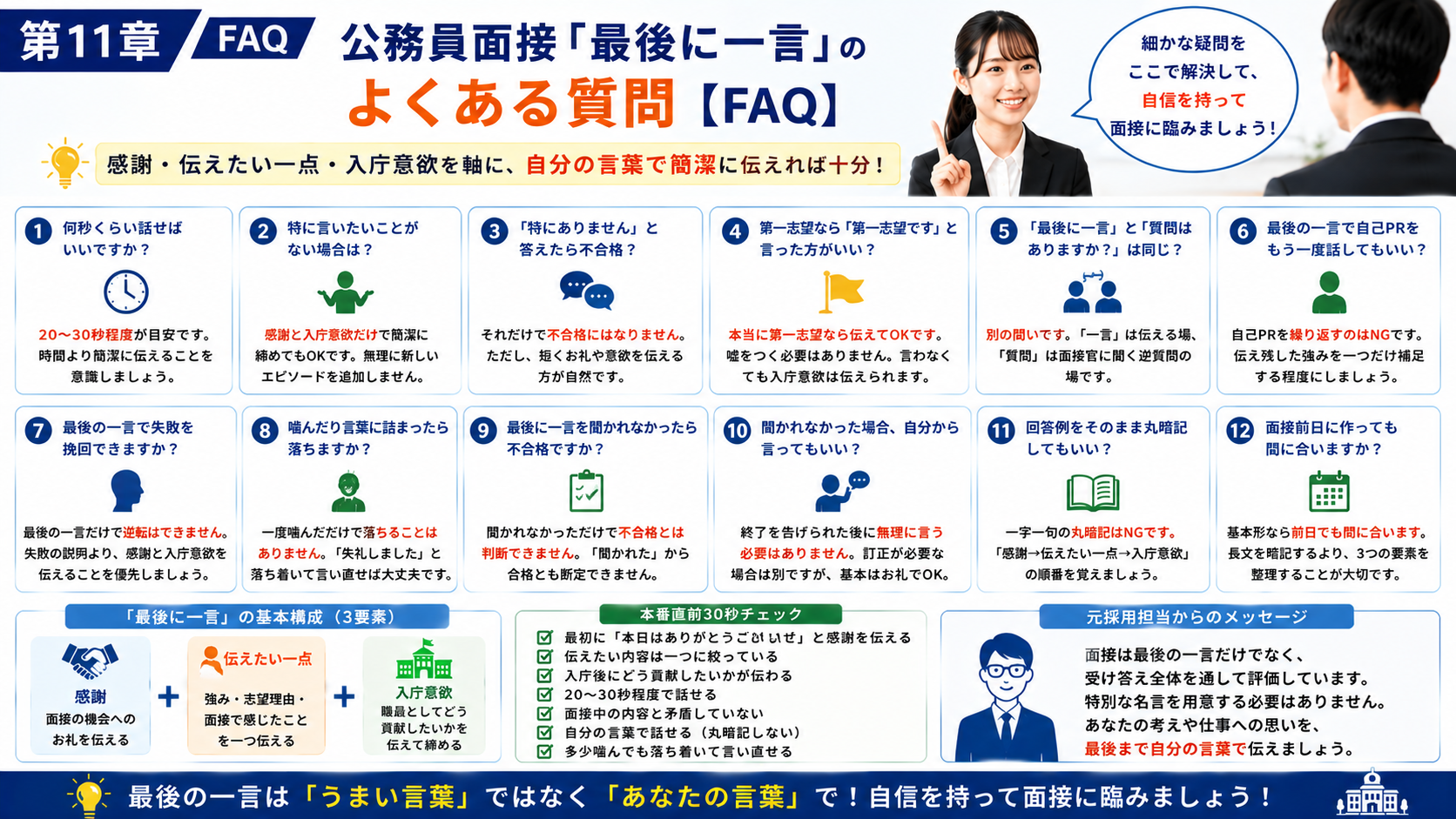 公務員面接の最後に一言についてよくある質問と回答