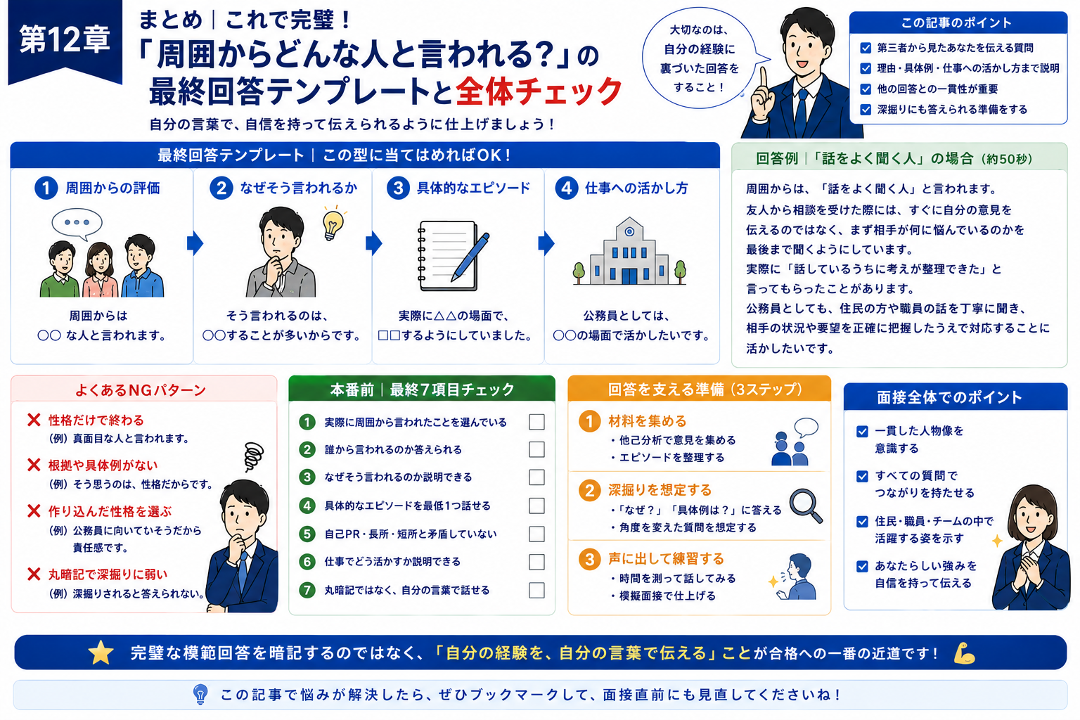 公務員面接の周囲からどんな人と言われるかの答え方まとめと最終回答テンプレート