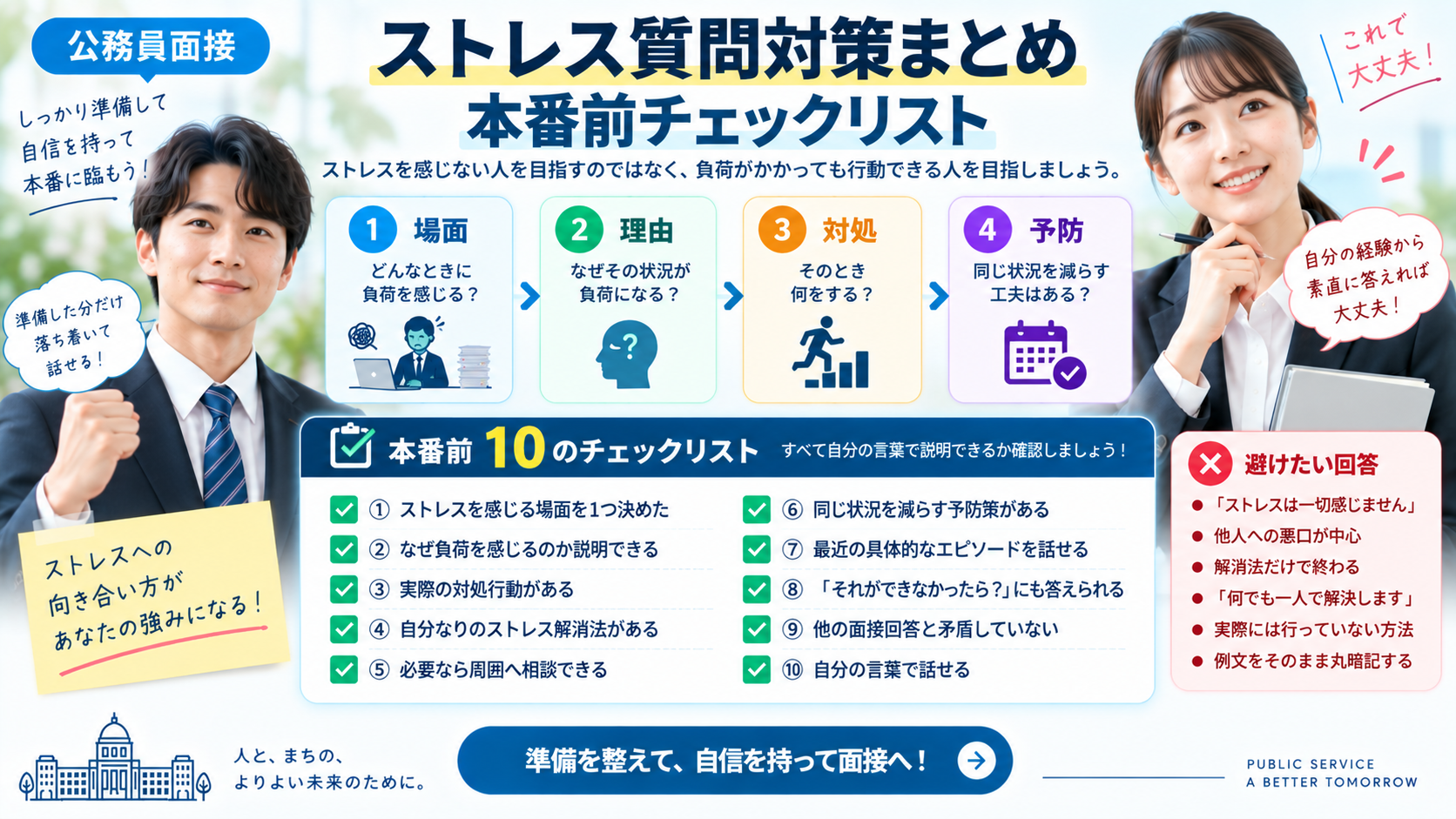 公務員面接のストレス質問対策をまとめた本番前チェックリスト
