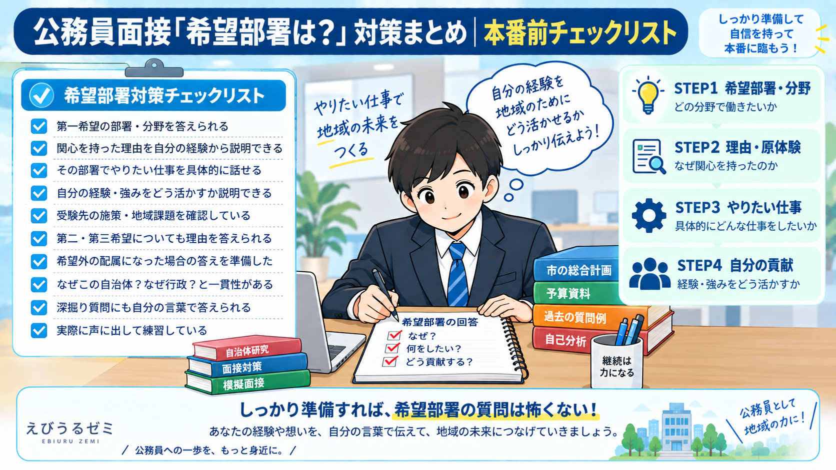 公務員面接の希望部署対策本番前チェックリスト